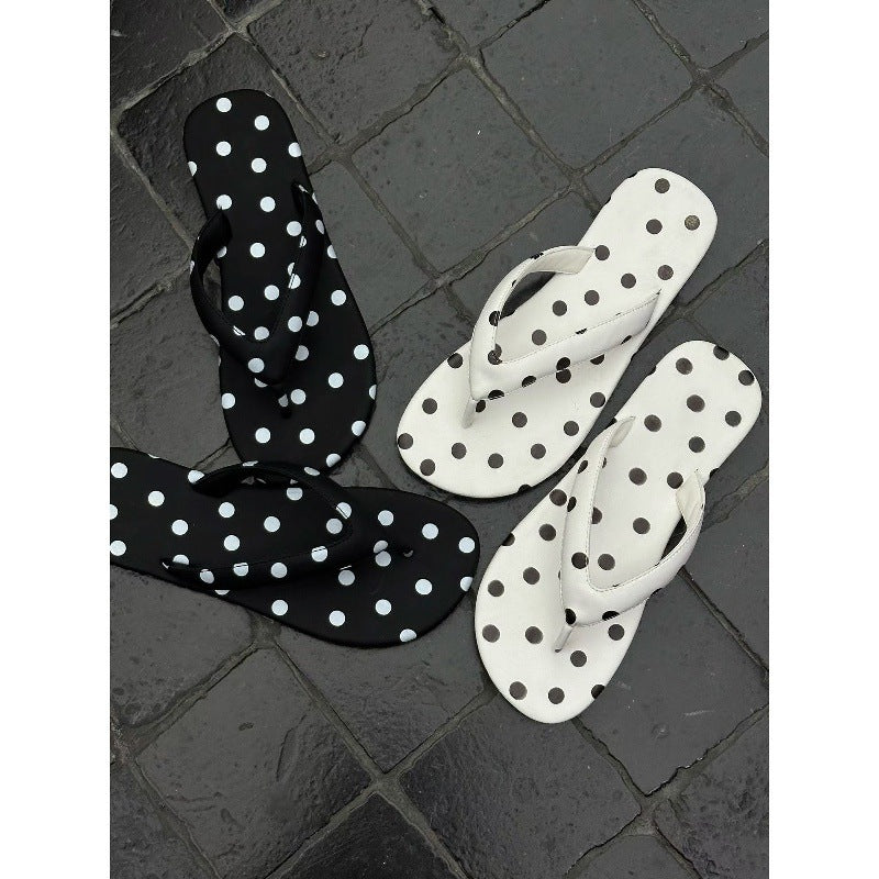 Damen trendige Zehentrenner-Sandalen mit Polka-Dots-Dekor EB