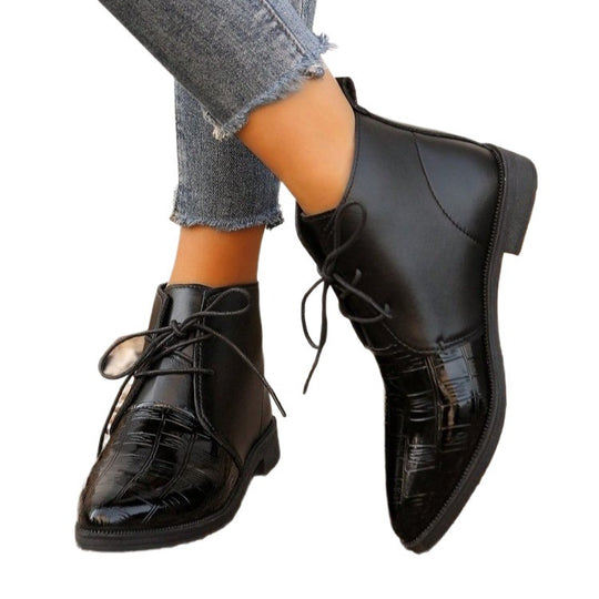 Damen modische stiefeletten mit glänzenden Akzenten und Schnürung EB