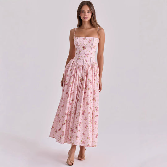 Damen Blumiges Midi-Kleid mit raffiniertem Schnitt EB
