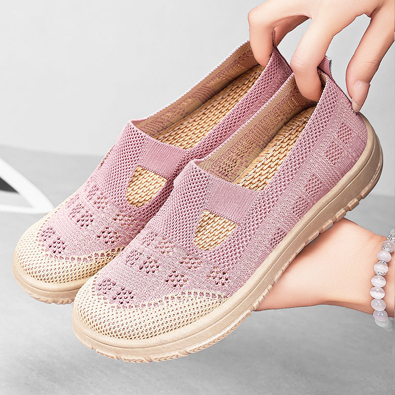 Damen Komfortable Slip-On Freizeitschuhe mit luftdurchlässigem Obermaterial EB