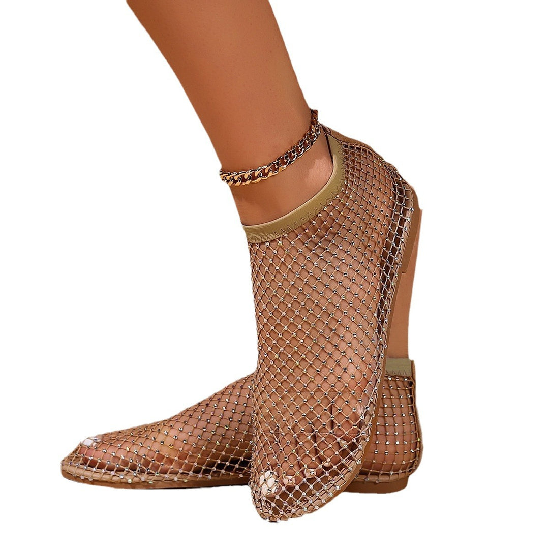 Damen elegante Riemchen-Stiefeletten mit glitzerndem Mesh-Obermaterial EB