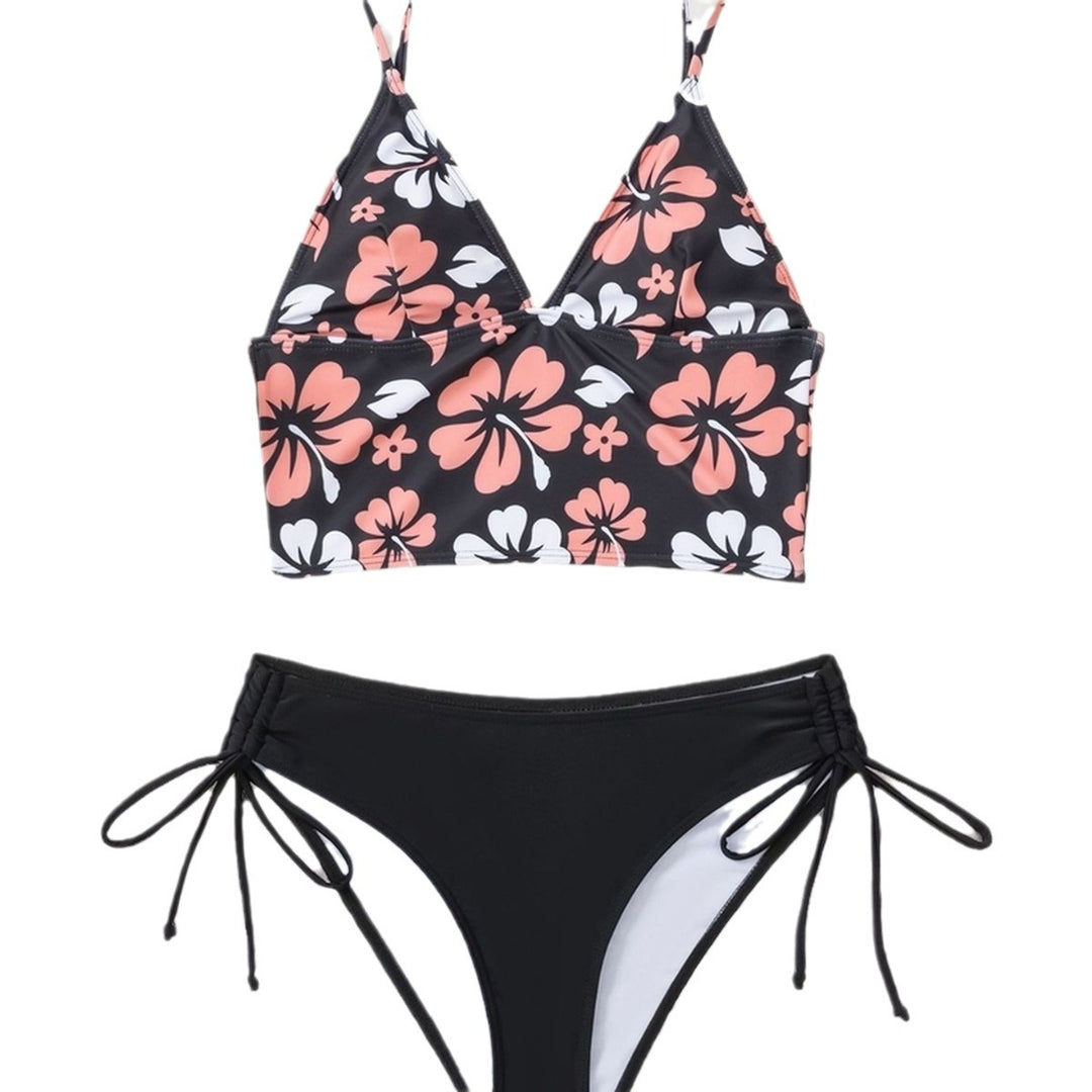 Damen Bikini-Set mit floralem Oberteil und bequemen Bändchen EB