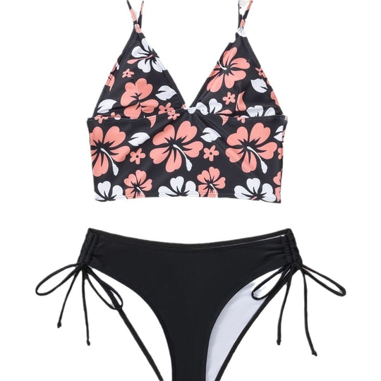 Damen Bikini-Set mit floralem Oberteil und bequemen Bändchen EB