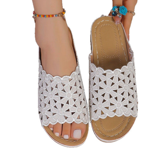 Damen Blumengestaltete Mules mit bequemem Fußbett und rutschfester Sohle EB