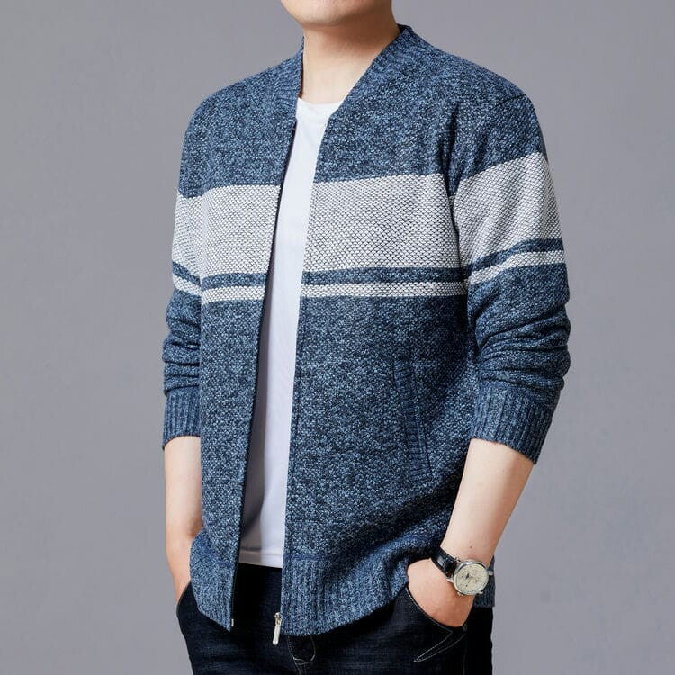 Herren Strickjacke mit modernem Zipper und strukturiertem Design EB