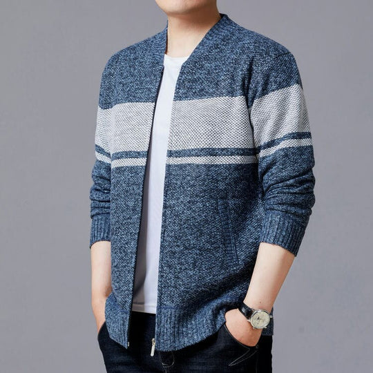 Herren Strickjacke mit modernem Zipper und strukturiertem Design EB