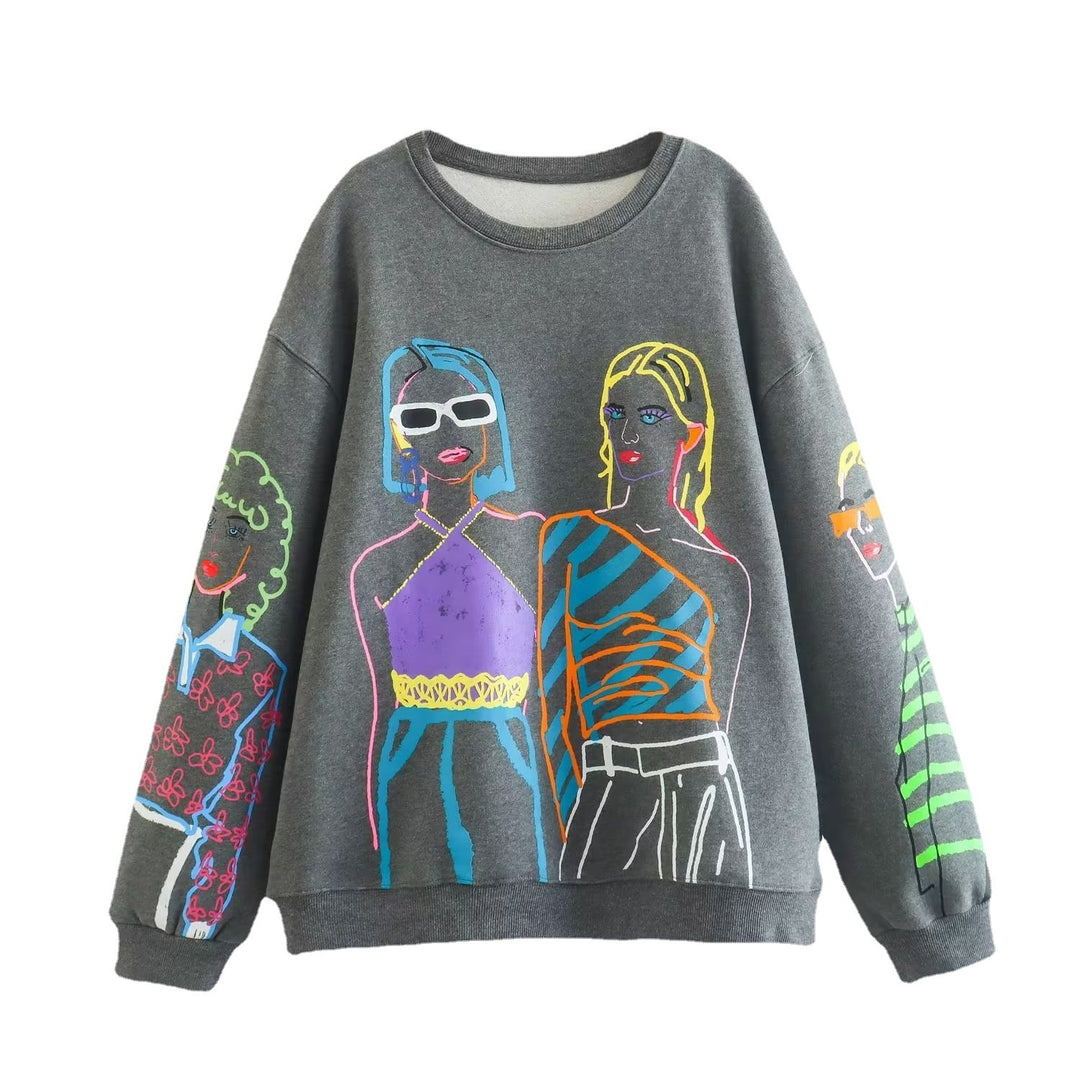 Damen trendiger Sweatshirt mit grafischen Designs EB