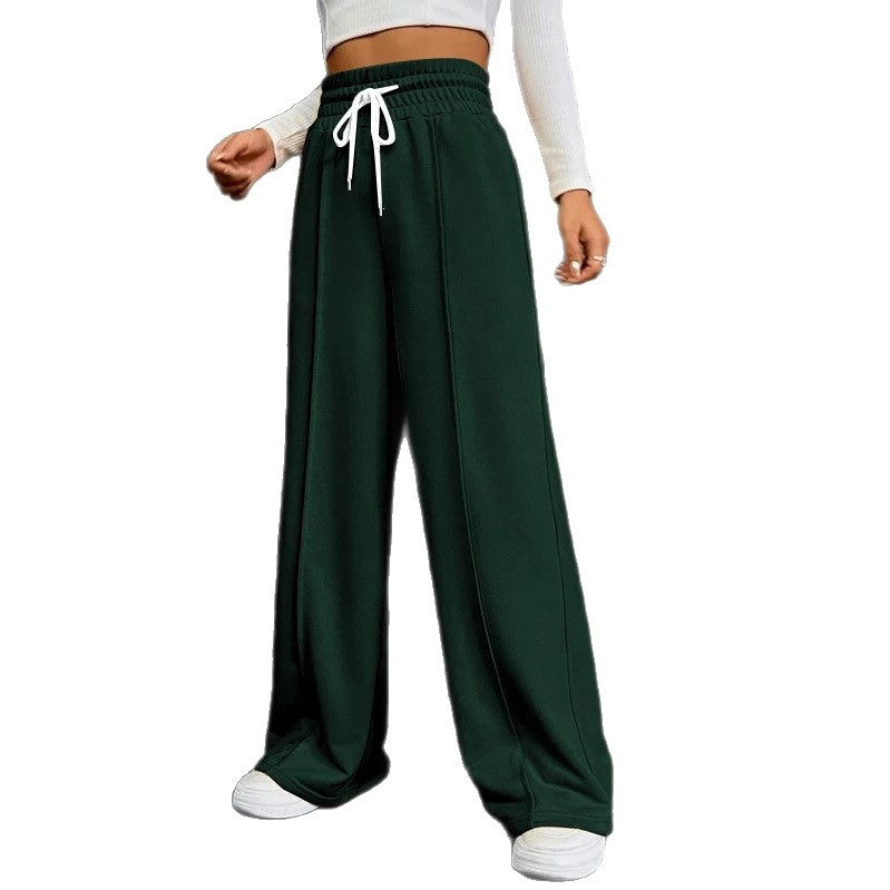 Damen nan weite High-Waist Palazzo-Jogginghose mit Kordelzug und Bügelfalte EB