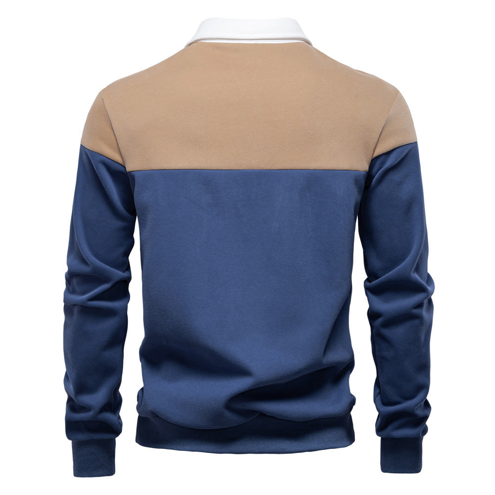 Herren Langarm Poloshirt mit modernen Farbapplikationen und hochwertigem Stoff EB