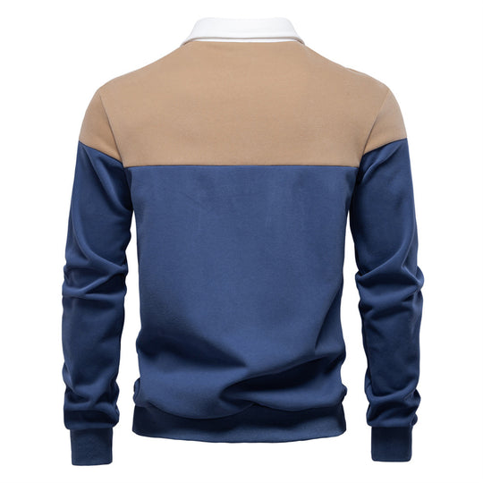 Herren Langarm Poloshirt mit modernen Farbapplikationen und hochwertigem Stoff EB
