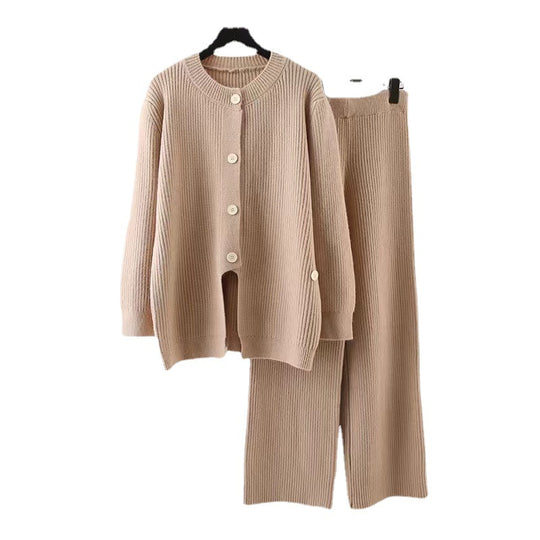 Damen Stricksatz mit Knopfleiste und weitem Bein EB
