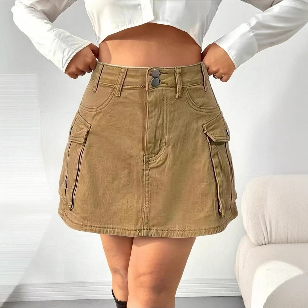 Damen Denim-Minirock mit aufgesetzten Taschen und modernen Details EB