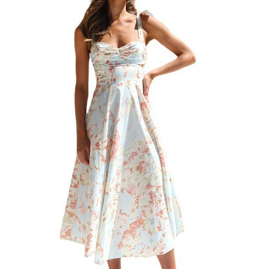 Damen Sommerliches Blumenkleid mit elegantem Spaghettiträger-Design EB