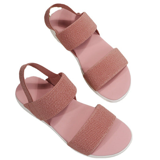 Damen komfortable Sandalen mit elastischen Riemen und buntem Muster EB