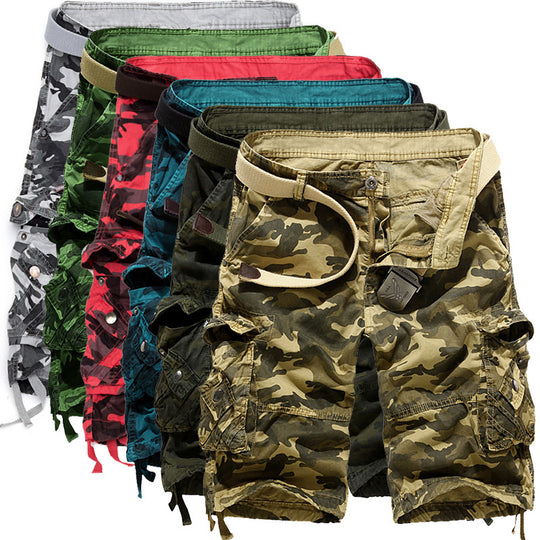 Herren Camo Cargo-Shorts mit mehreren Taschen und verstellbarem Bund EB