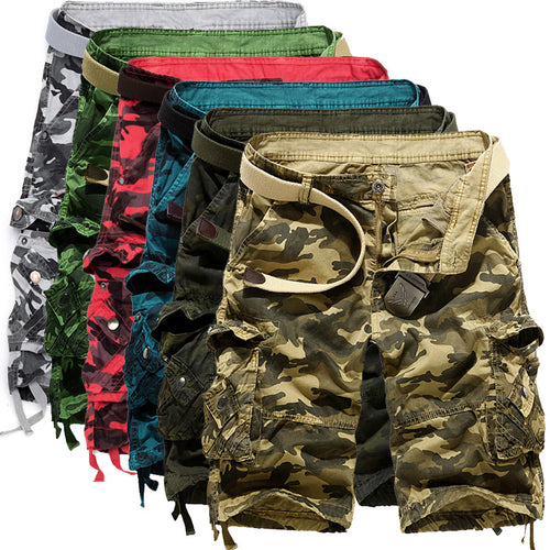 Herren Camo Cargo-Shorts mit mehreren Taschen und verstellbarem Bund EB
