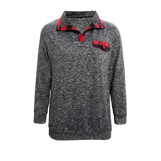 Damen Pullover mit Kragen und kariertem Detail EB
