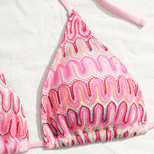 Damen Triangel-Bikini mit Raffinierten Knüpfdetails und Passendem Rock EB