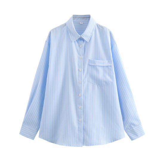 Damen nan lockere Oversize-Hemdbluse mit klassischem Kragen, durchgehender Knopfleiste und abgerundetem Saum EB