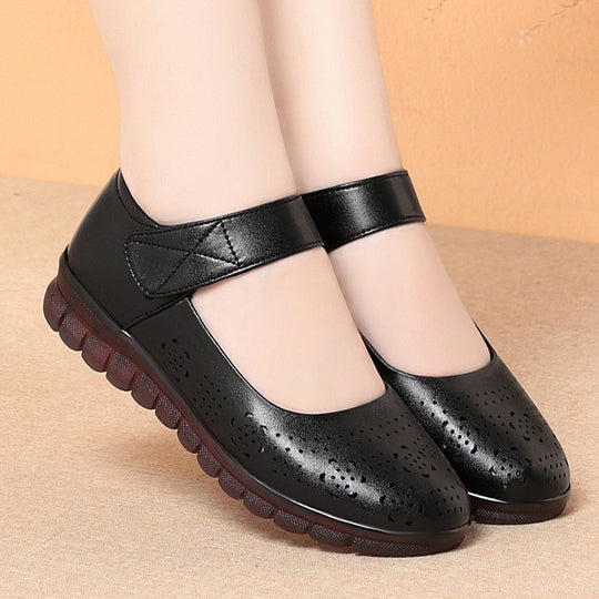 Damen Komfortable Ballerinas mit verziertem Riemen und atmungsaktivem Obermaterial EB