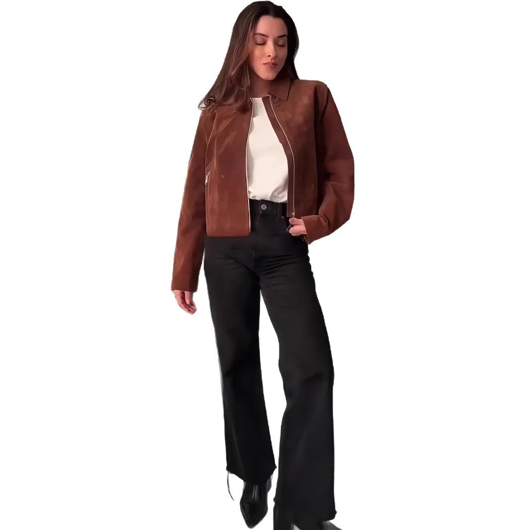 Damen elegante Wildlederjacke EB