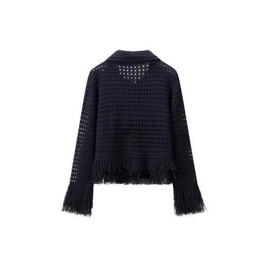 Damen Midirock mit fransiertem Saum und strukturiertem Design EB