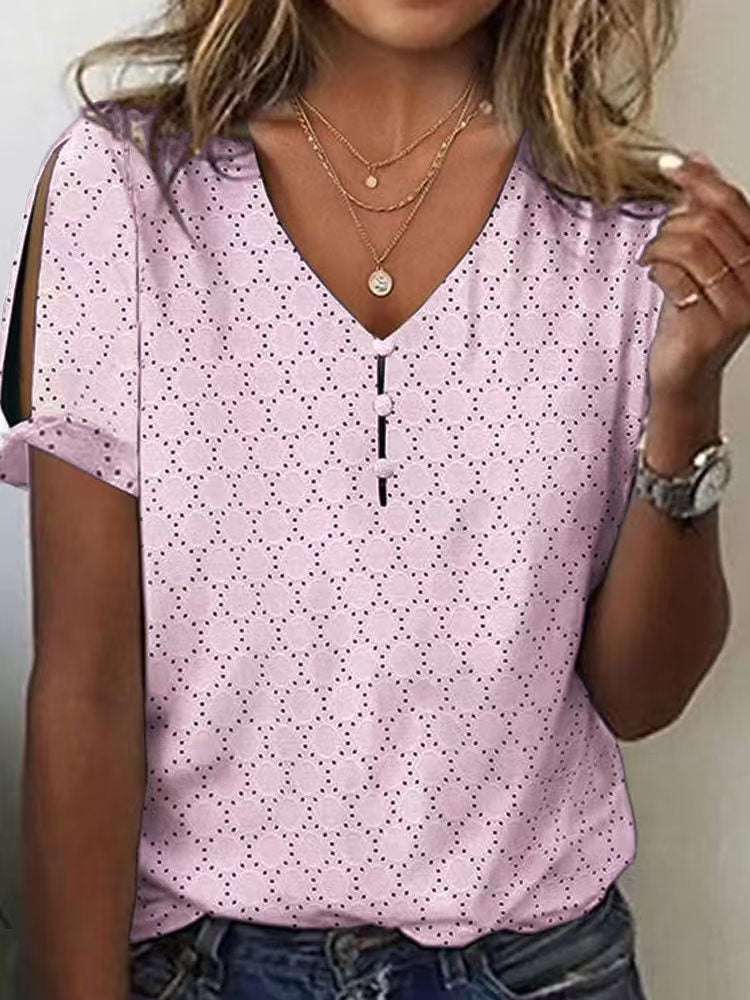 Damen Glitzernde V-Pullover Bluse EB