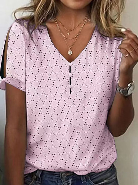 Damen Glitzernde V-Pullover Bluse EB