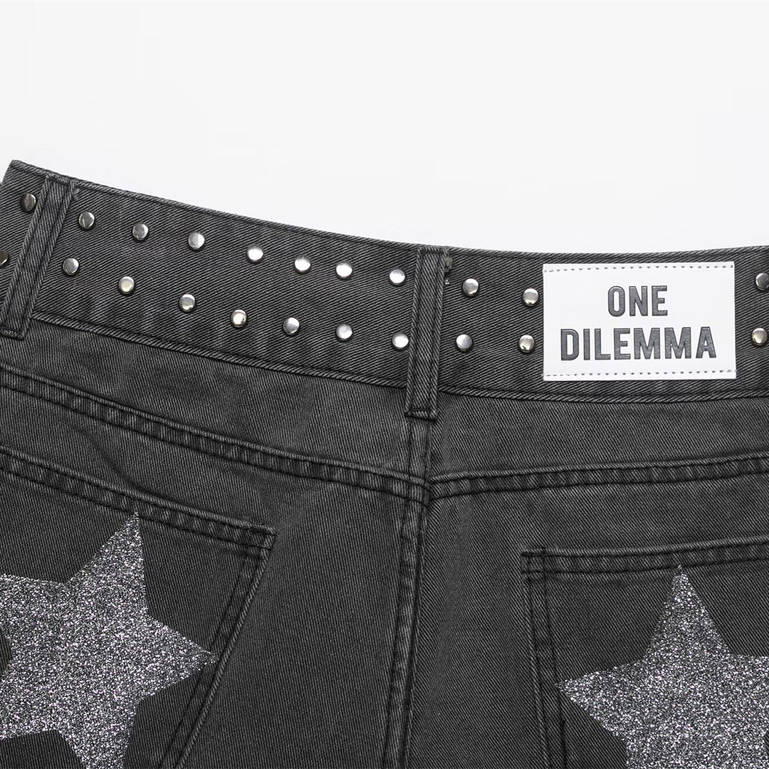 Damen Jeans-Shorts mit dekorativen Nieten EB