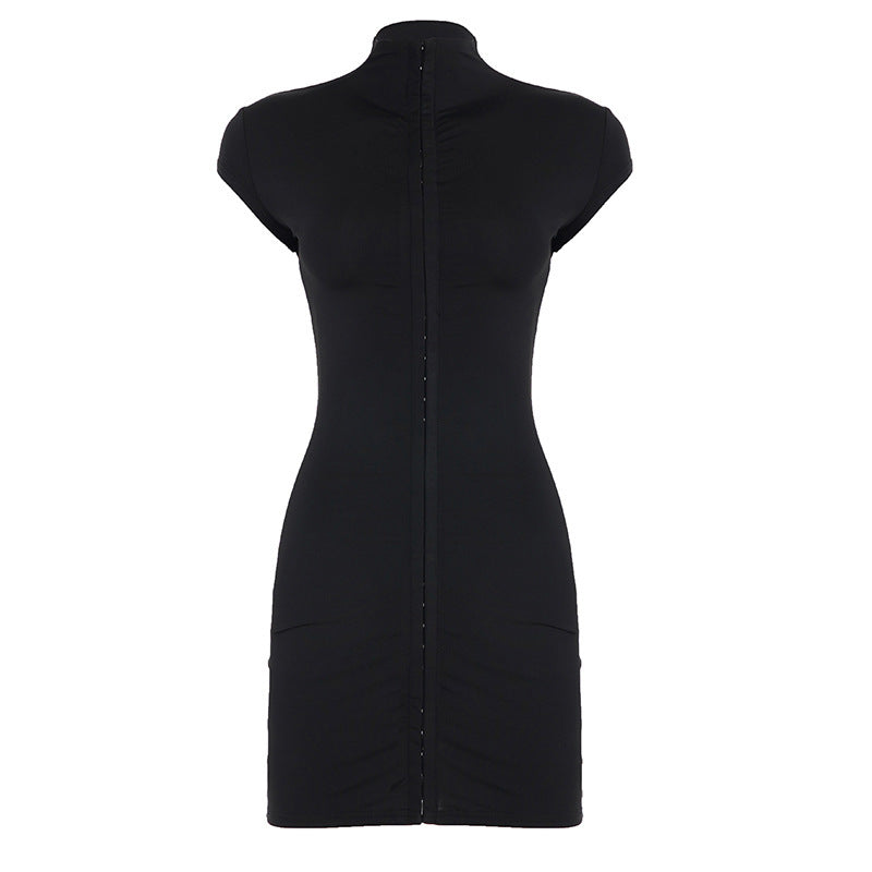 Damen figurbetontes Nachtkleid mit raffiniertem Stehkragen und Knopfleiste EB