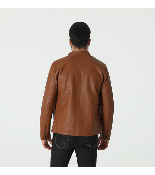 Herren modische Kunstlederjacke mit elastischem Kragen EB