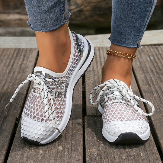 Damen Atmungsaktive Sneaker mit flexibler Netzstruktur und rutschfester Profilsohle EB