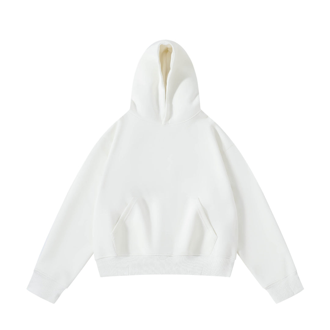 Unisex schwerer Oversize-Kapuzenpullover mit doppellagiger Kapuze Kängurutasche und breitem Rippbund EB