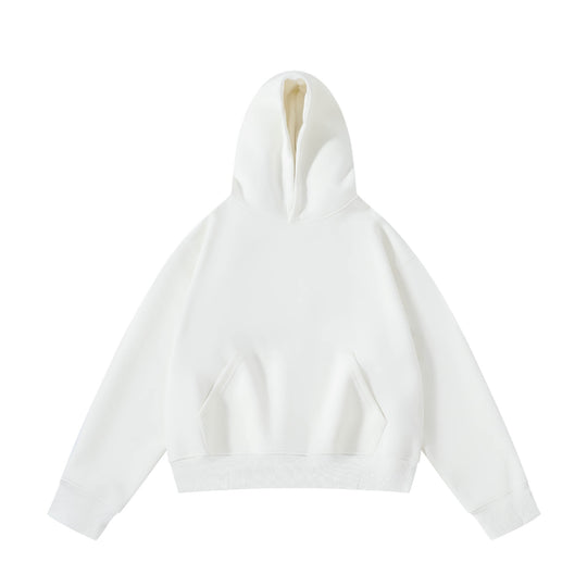 Unisex schwerer Oversize-Kapuzenpullover mit doppellagiger Kapuze Kängurutasche und breitem Rippbund EB