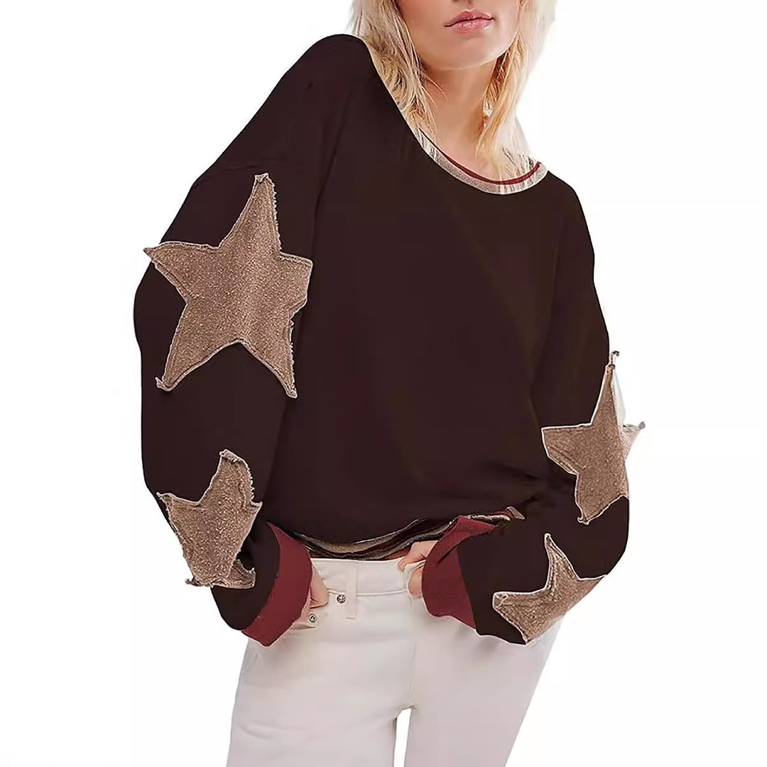 Damen lässiger Pullover mit Sternen-Design EB