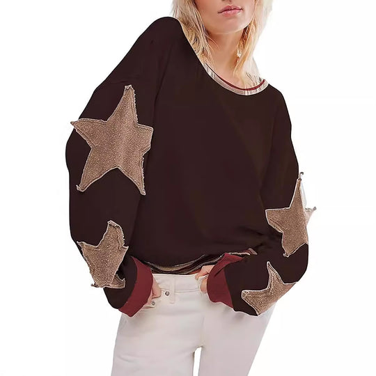 Damen lässiger Pullover mit Sternen-Design EB