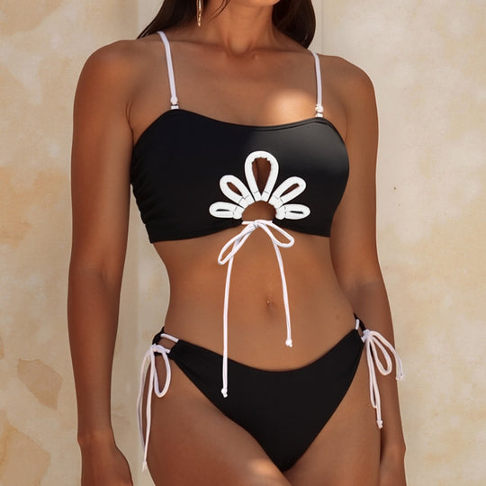 Damen Bikini-Set mit modischem Cut-Out und verspielten Bindebändern EB