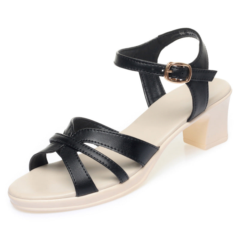 Damen Sandaletten mit verstellbarem Riemen und elegantem Blockabsatz EB