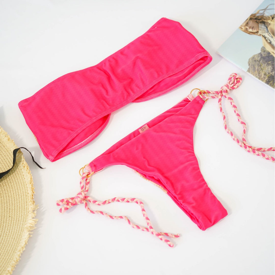 Damen Bandeau-Bikini mit raffinierten Knotendetails und verspieltem Design EB