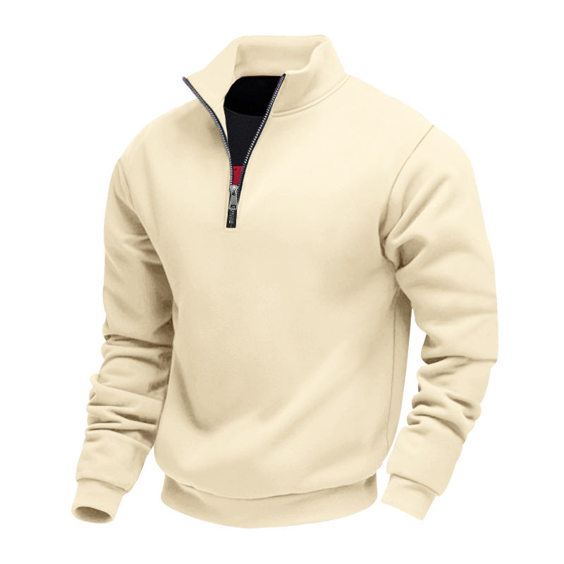 Herren sportlicher Sweatshirt mit modernem Stehkragen und Reißverschluss EB
