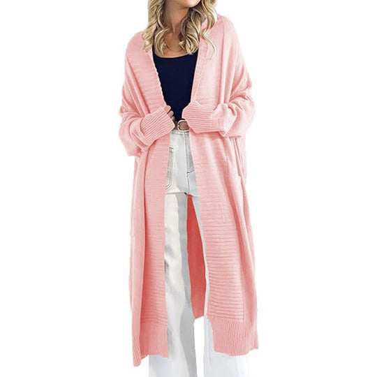 Damen langärmeliger Strickcardigan mit großen Taschen und lässigem Schnitt EB