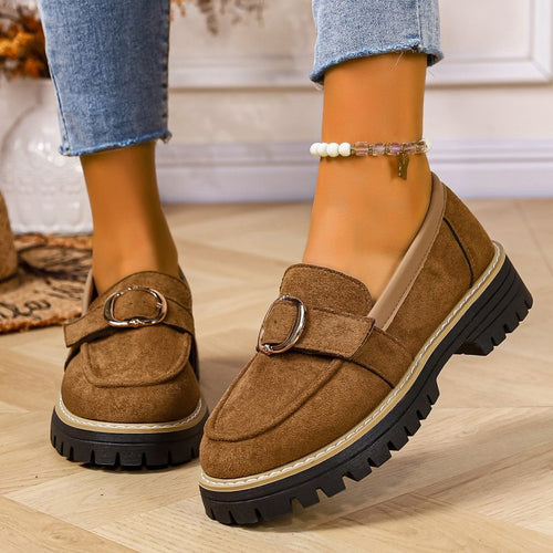 Damen Mokassins mit trendigem Schnallen-Design und rutschfester Profilsohle EB