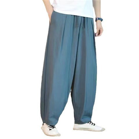 Herren nan oversized Relax-Fit Baumwoll-Jogpants mit tiefem Schritt, Tunnelzug und seitlichen Eingrifftaschen EB