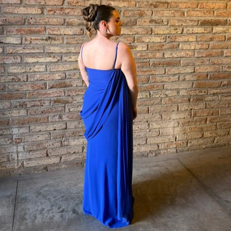 Damen trägerloses Abendkleid mit eleganter Drapierung EB