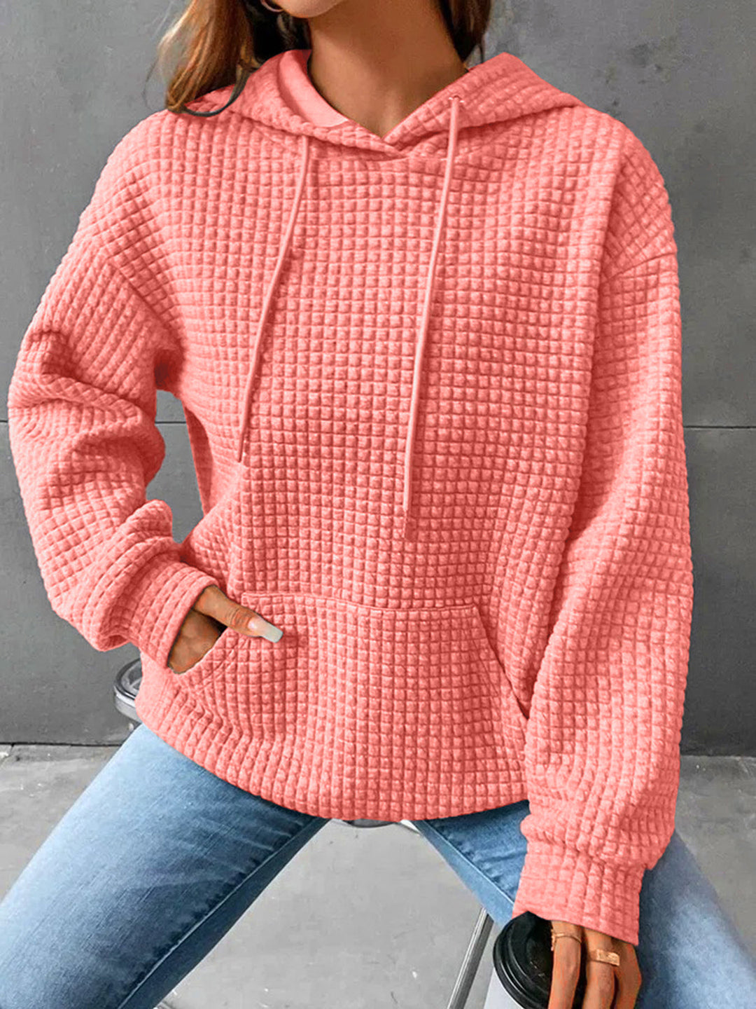 Damen Kapuzensweatshirt mit strukturiertem Design EB