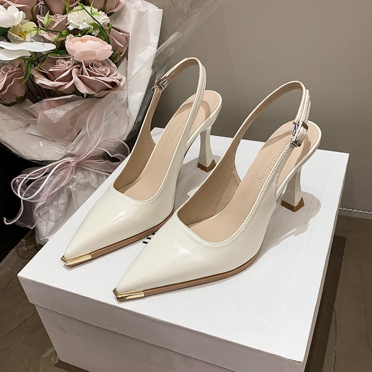 Damen elegante Slingback-Pumps mit spitzer Kappe und glänzender Oberfläche EB