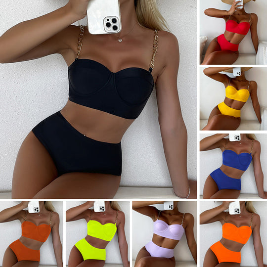 Damen Bikini-Set mit modischen Ketten-Trägern EB