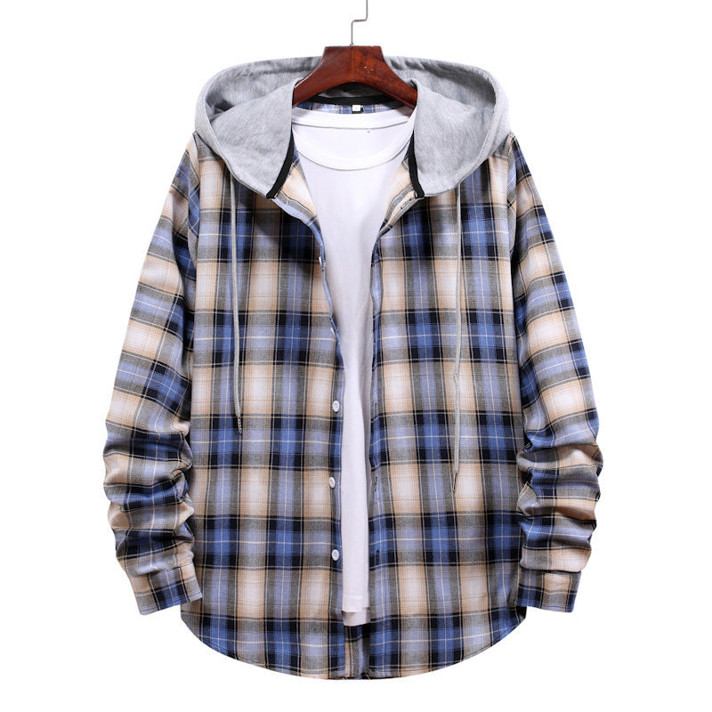 Herren Karohemdjacke mit Kapuze und großzügigen Taschen EB
