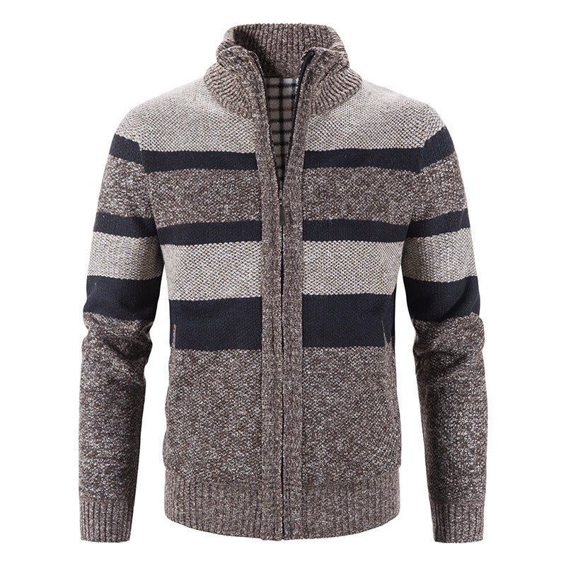 Herren modische Strickjacke mit Stehkragen und Reißverschluss EB