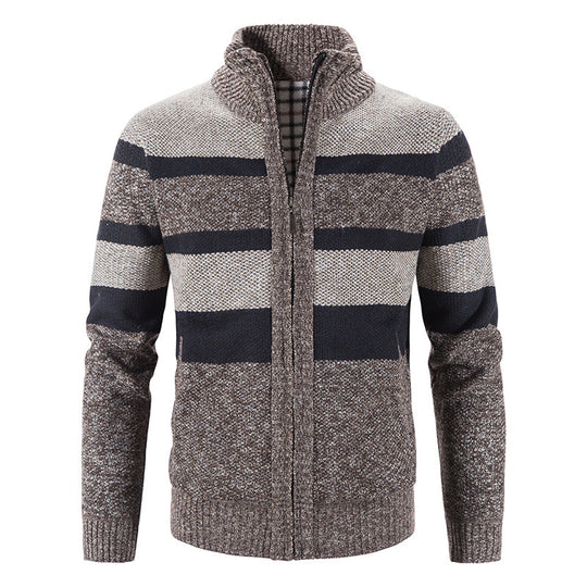 Herren modische Strickjacke mit Stehkragen und Reißverschluss EB
